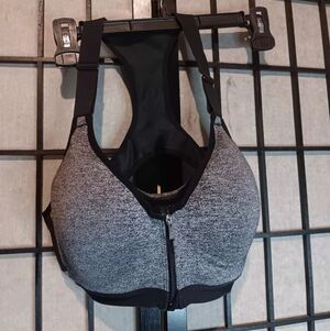 VSX Gray and Black Zip-Front Sports Bra 34C